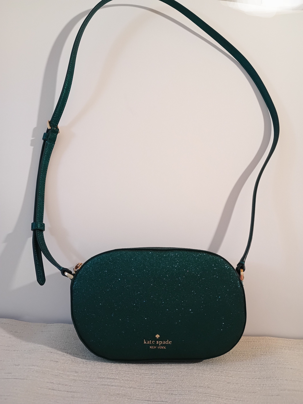 kate spade emerald green glitter crossbody shoulder bag